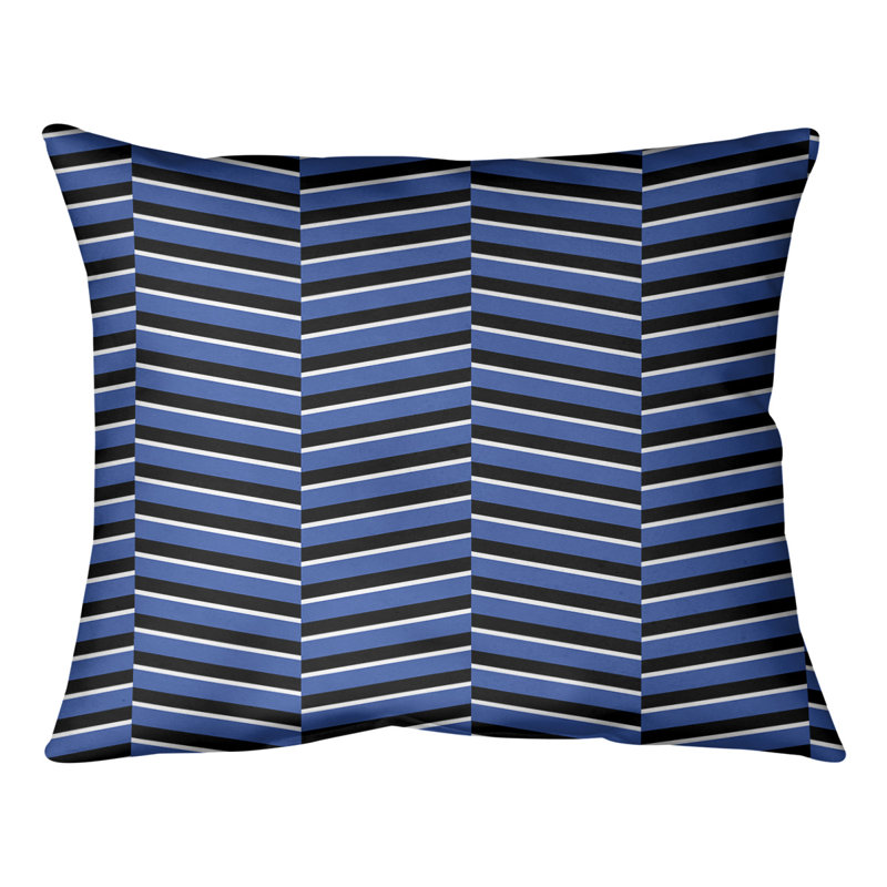 Coussin lombaire à rayures fracturées, H 10 po x l 14 po, bleu, Duvet / Plumes