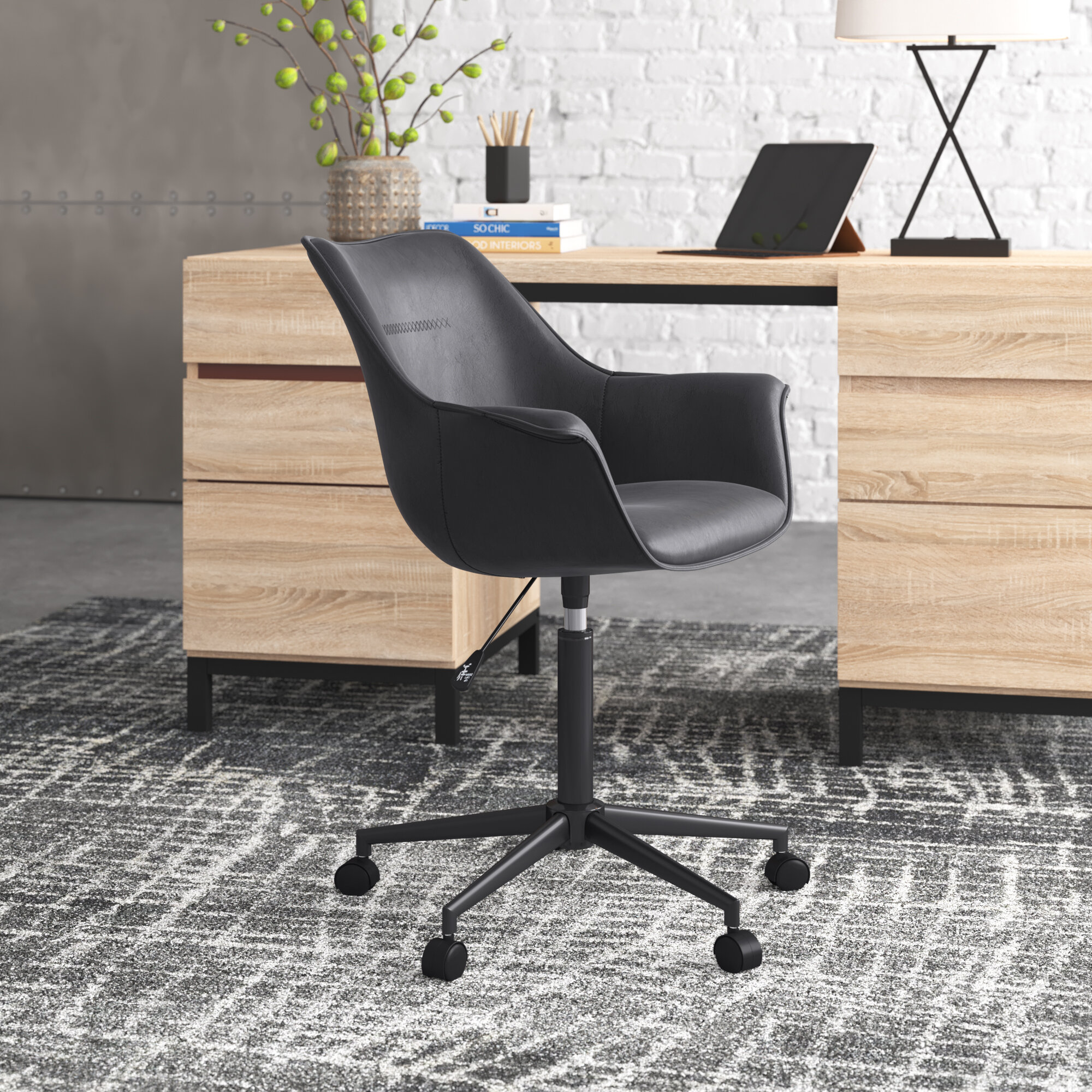 Metal and leather store office chair