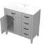 Meuble-lavabo de 36 po avec lavabo en céramique, armoire grise, structure en bois massif, fabrication et grands tiroirs pour les pièces de rangement,-469585400
