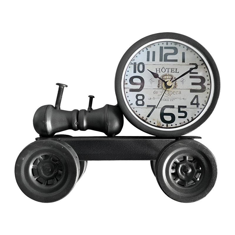 Analogue Metal Battery Tabletop Clock Black