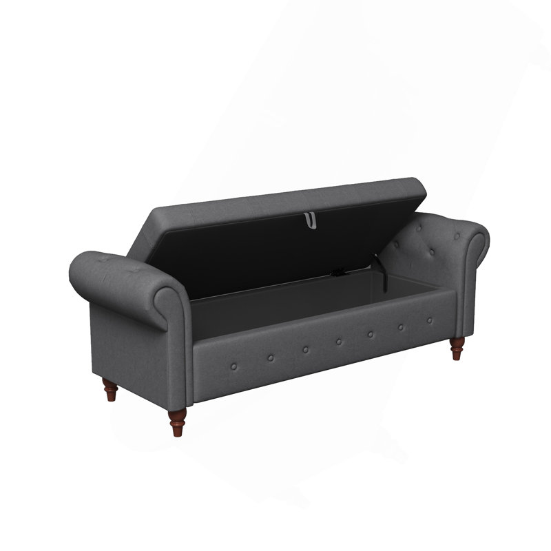 Banc de lit en tissu gris foncé