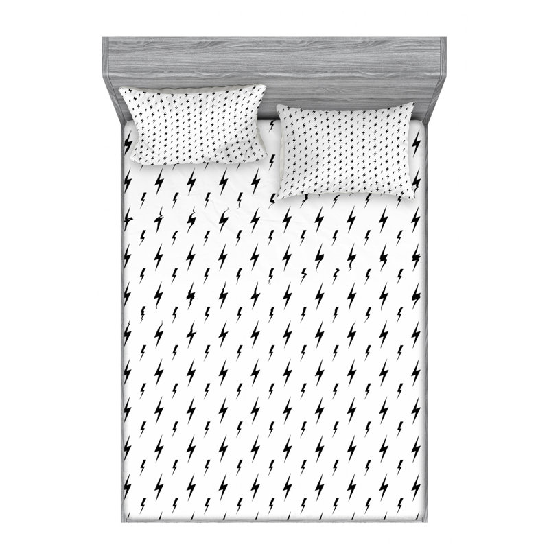 Microfiber Sheet Set, Full/Double Sheet Set with Fitted Sheet, Geometric 1