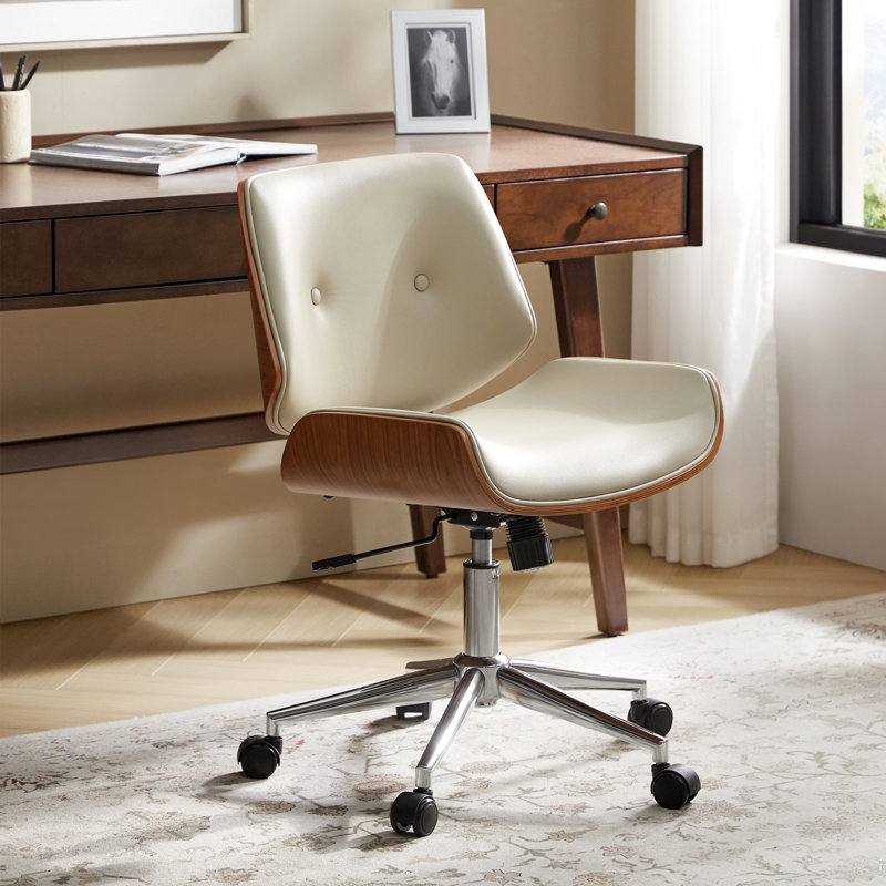 Chaise de bureau Mid-Century Kalene Belby , Ivoire ivoire