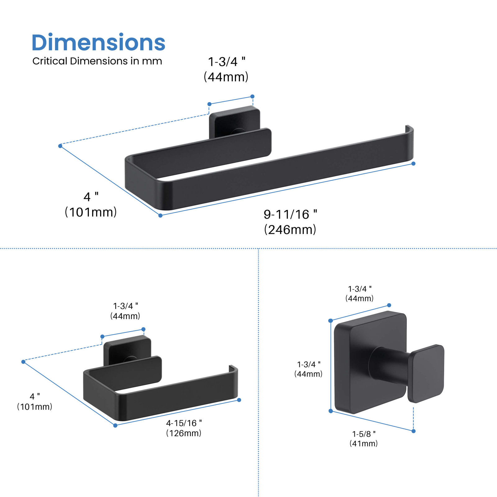 Blaze 4 - Piece Bathroom Hardware Set, Matte Black