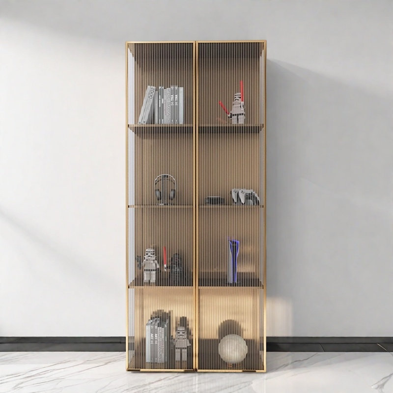 Bibliothèque élégante et tendance, Doré, (4 tablettes) H 70,8 po x l 31,4 po x P 11,8 po