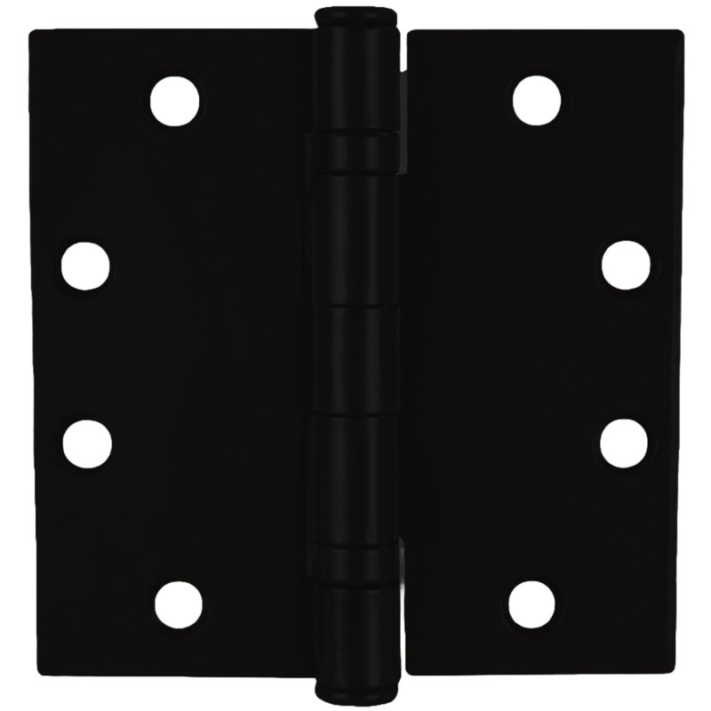 4.5 in x 4.5 in. Matte Black Full Mortise Squared Radius Ball Bearing Door Hinge with Removable Pin - (Set of 6)