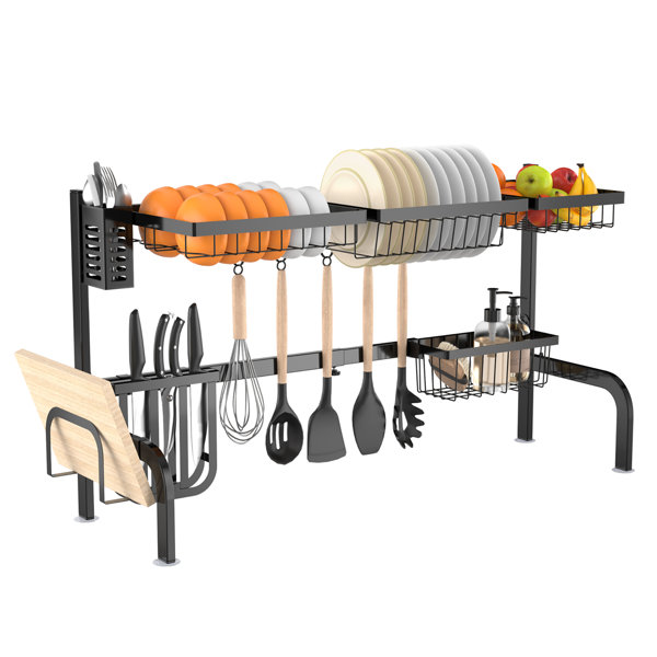 Dish Drying Rack with Drainboard, iMounTEK Detachable 2-Tier Dish Rack  Drainer Organizer Set with Utensil Holder Cup Rack Swivel Spout for Kitchen