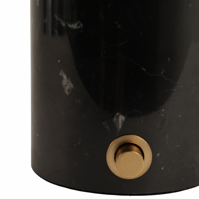Abat-jour en verre de 12 po x 8 po Brayden Studio® sur base de marbre avec interrupteur, noir