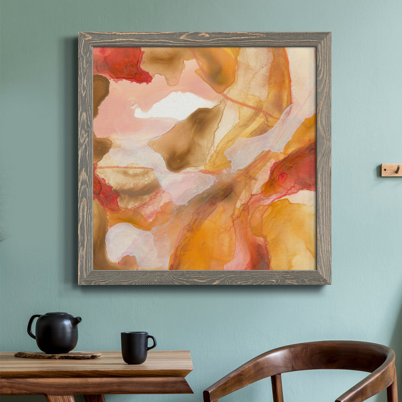 Sunset Marble II - Toile encadrée de qualité supérieure - prête à être accrochée, Cadre gris, H 20 po x l 20 po x P 1,5 po