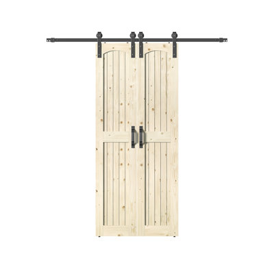 84'' Solid Wood Barn Doors without Installation Hardware Kit Barn Door