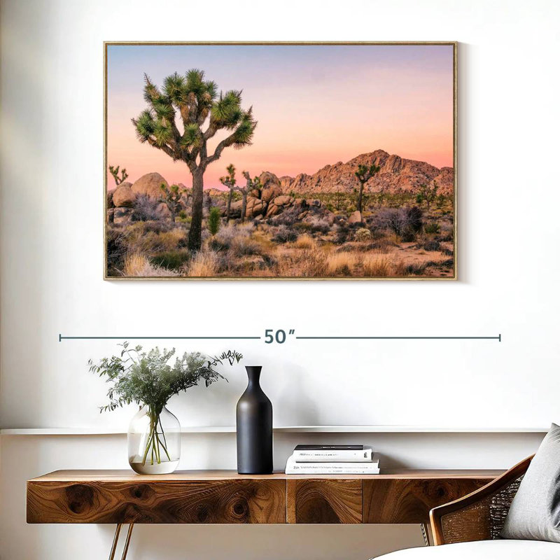 Joshua Tree Patch, 40" X 27", Floating Frame Natural Wood
