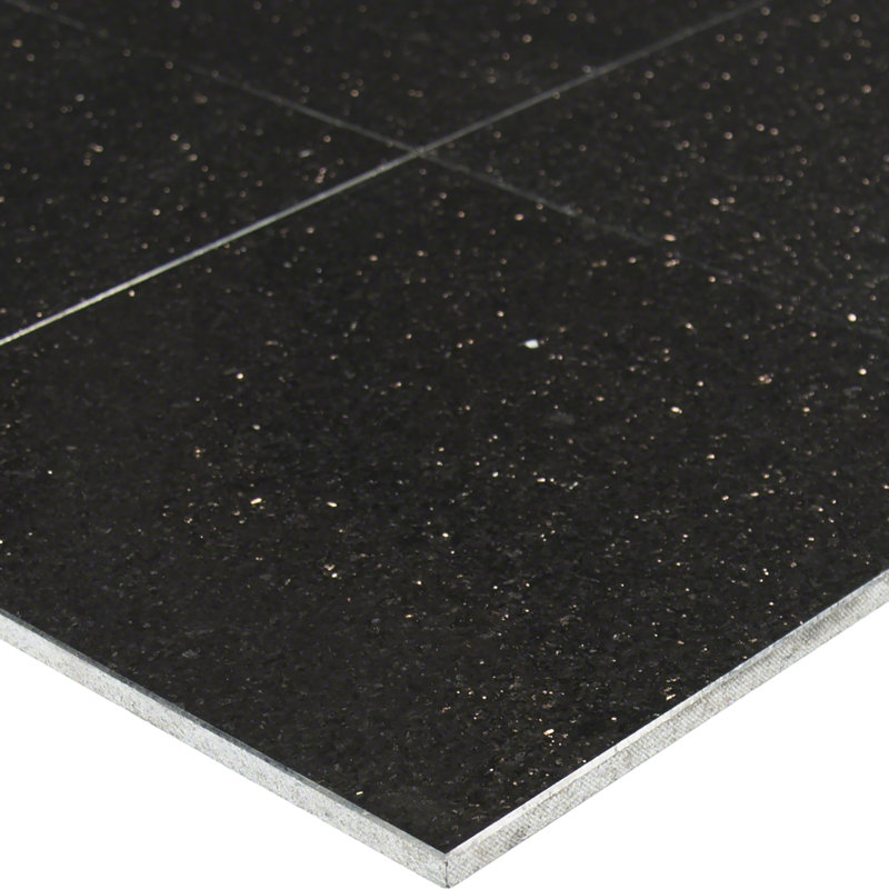 Black Galaxy 12 in. x 12 in. Polished Granite Floor and Wall Tile
