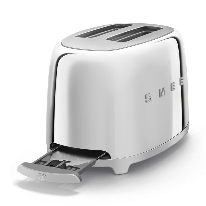 Smeg TSF01 50's Style Retro Two Slice Toaster, Chrome