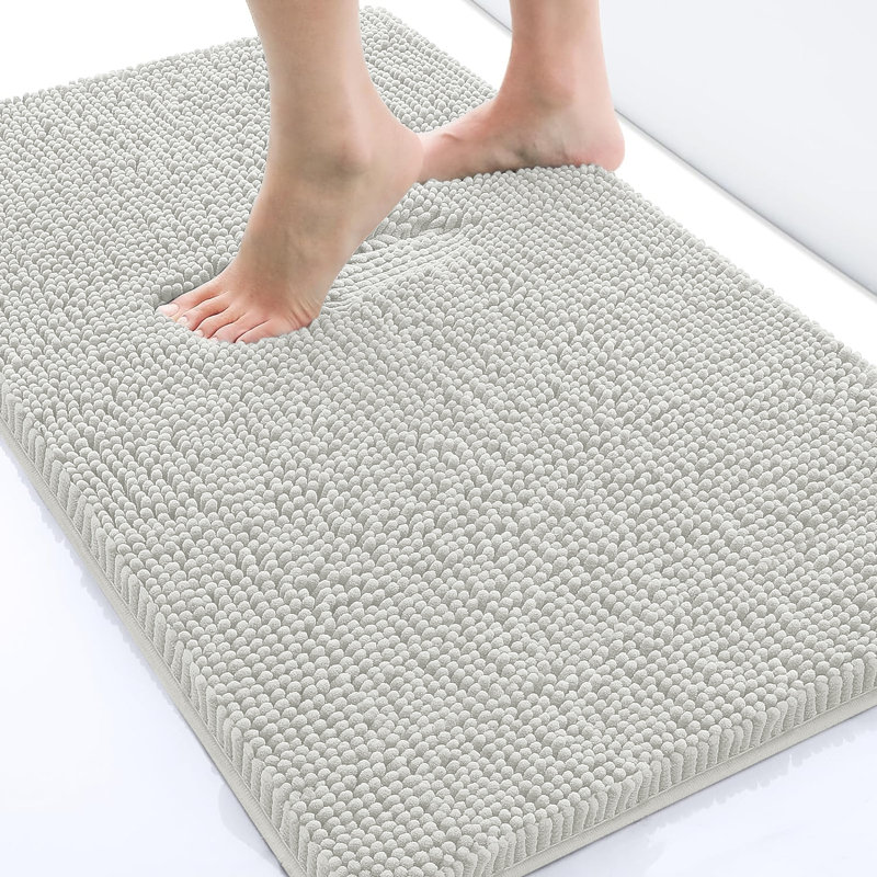 Chenille Non-Slip Non-Slip Bath Mat, 50cm Width X 80cm Length, White