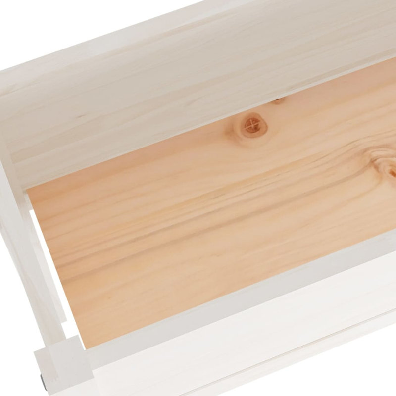 Wood Pot Planter, White, 27.6" H x 43.3" W x 12.2" D
