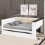 Lit de jour double avec tablettes de rangement, dossier rembourré, port USB et lit gigogne-319263545