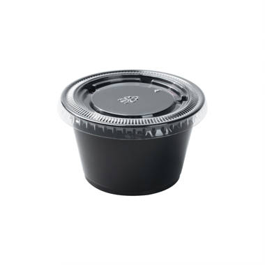Asporto 16 oz Round Black Plastic To Go Box - with Clear Lid, Microwavable  - 6 1/4 x 6 1/4 x 1 3/4 - 100 count box