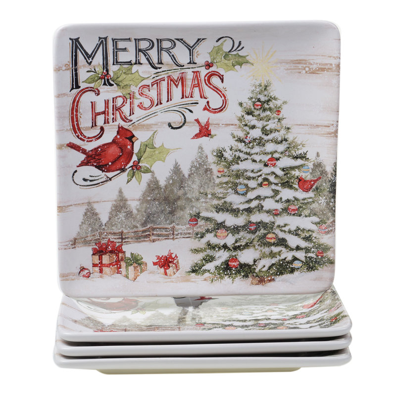 Ensemble de 4 assiettes de Noël certifiées International Evergreen