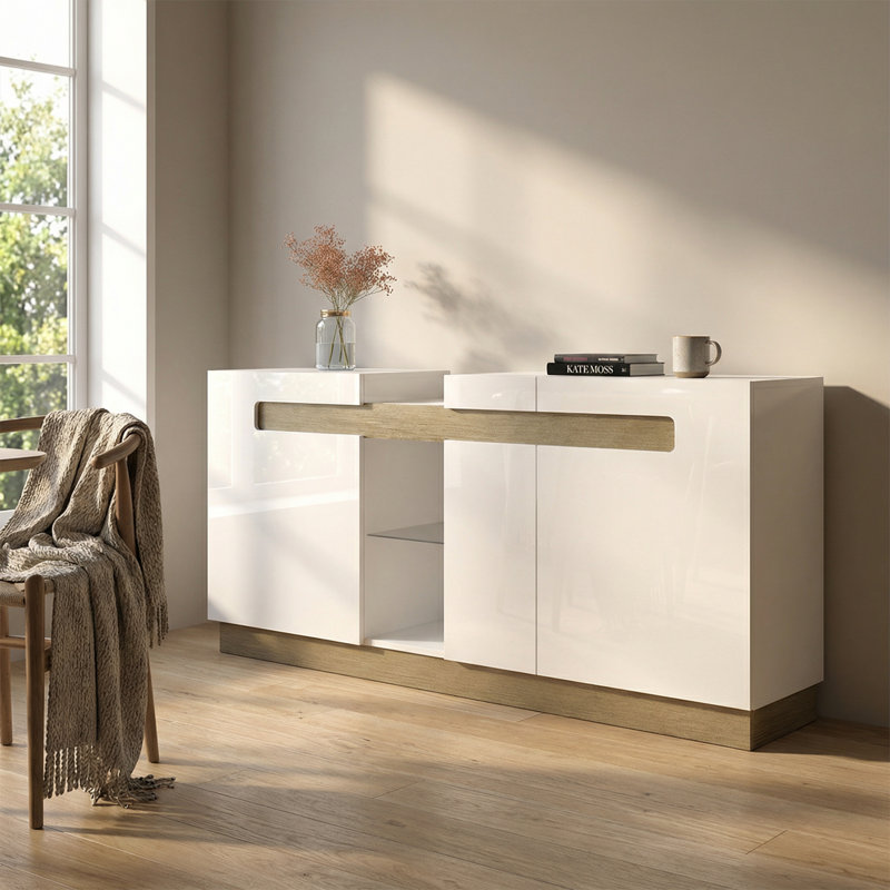 Buffet 70,9 po Asrith, Blanc / or