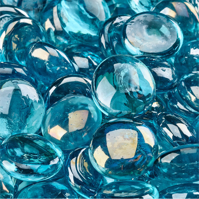 Verre de foyer d'extérieur Perles, Bleu Aqua
