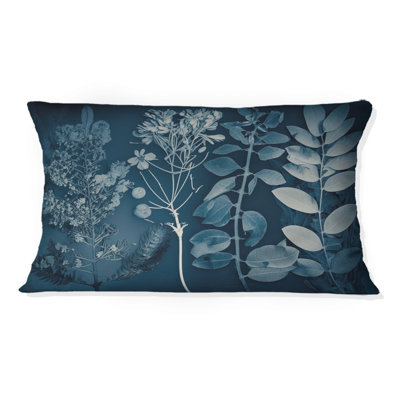Retro Wildflowers In Shades Of Blue I - Floral Printed Throw Pillow