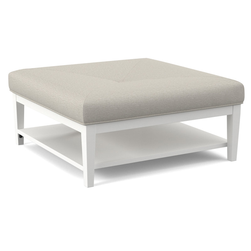 Hammond Square Ottoman, Frost White Finish, White Performance Fabric; 0851-94