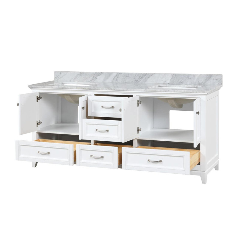 Ensemble de meuble-lavabo double 72 po Lily, Blanc