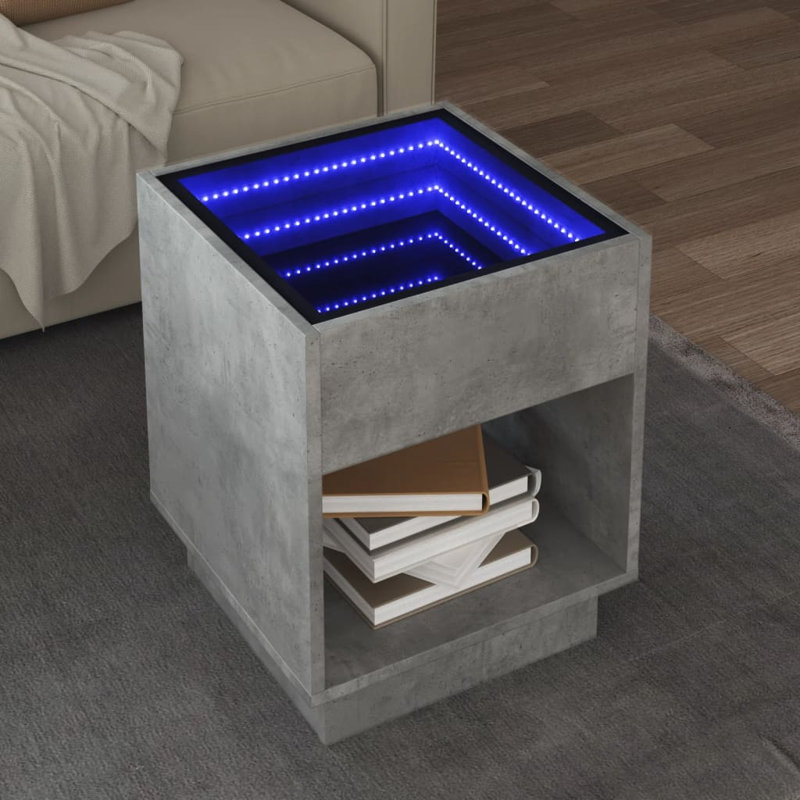 Dalten Coffee Table with Storage, 50cm H x 40cm L x 40cm W, Concrete Grey