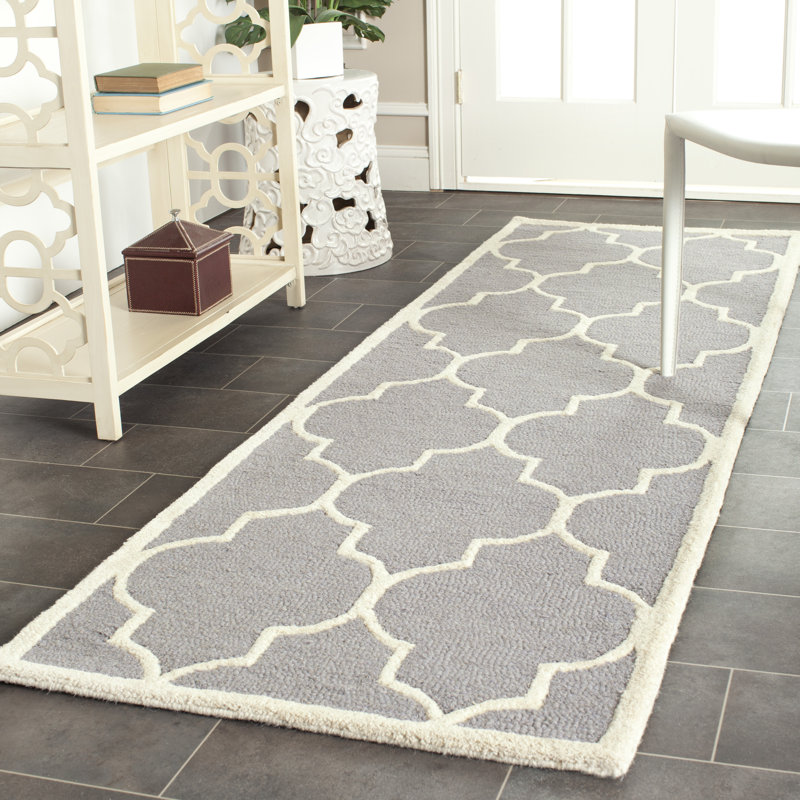 Tapis géométrique en laine touffeté à la main Cambridge, Tapis de couloir 2 pi 6 po x 20 pi