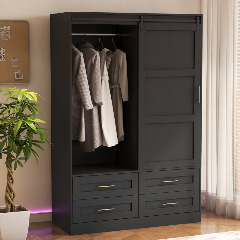 Armoire de rangement haute pour garde-robe, Noir