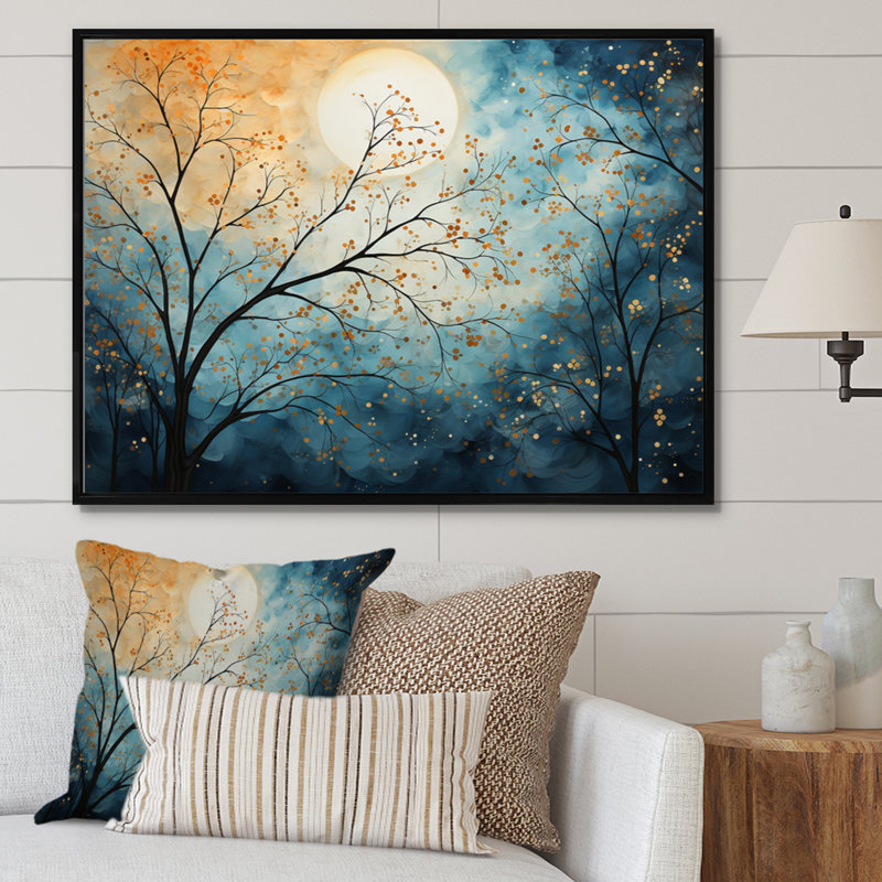 Ciel céleste mosaïque paysage V - impression, Cadre flottant noir, H 30 po x l 40 po x P 1,5 po