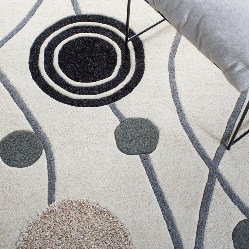 Tapis géométrique en laine touffeté à la main Soho, Rond 6 pi