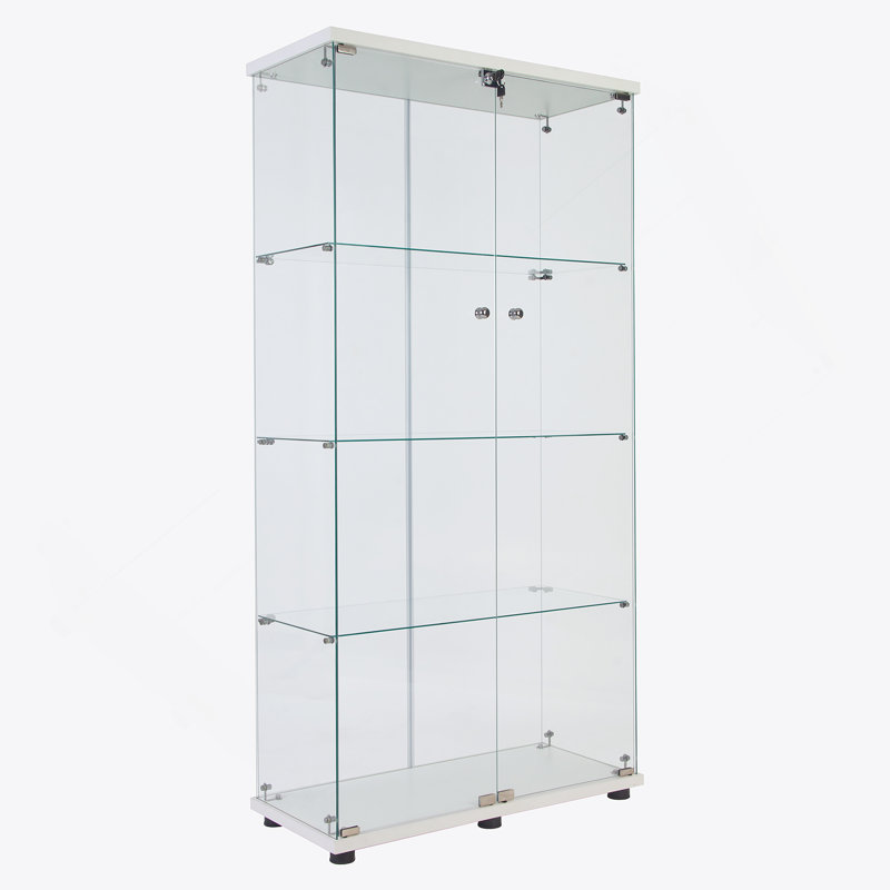 Armoire en verre à DEL à deux portes avec 4 tablettes pour exposer des objets de collection précieux, idéale pour un usage domestique et commercial