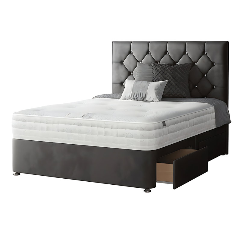 Eberhardt Divan Bed Base, 2 Right Drawers, Single (3'), Charcoal