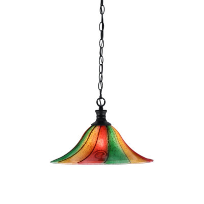 Chain Hung Pendant Shown With 16" Mardi Gras Glass