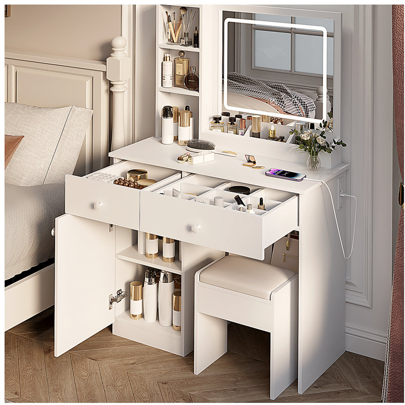 Bureau de coiffeuse avec miroir et lumières pour le maquillage Fashion