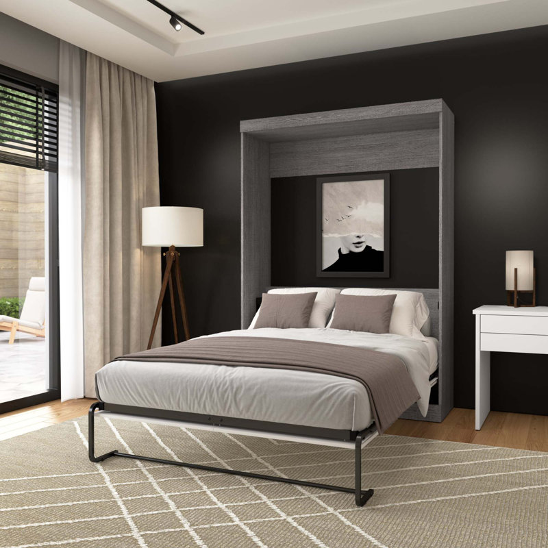 Velora Murphy Bed, Bark Gray/White, Full