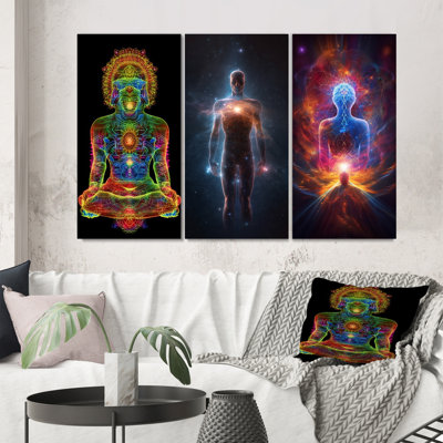 «Iridiscent Rainbow Awakening», 3 pièces sur toile
