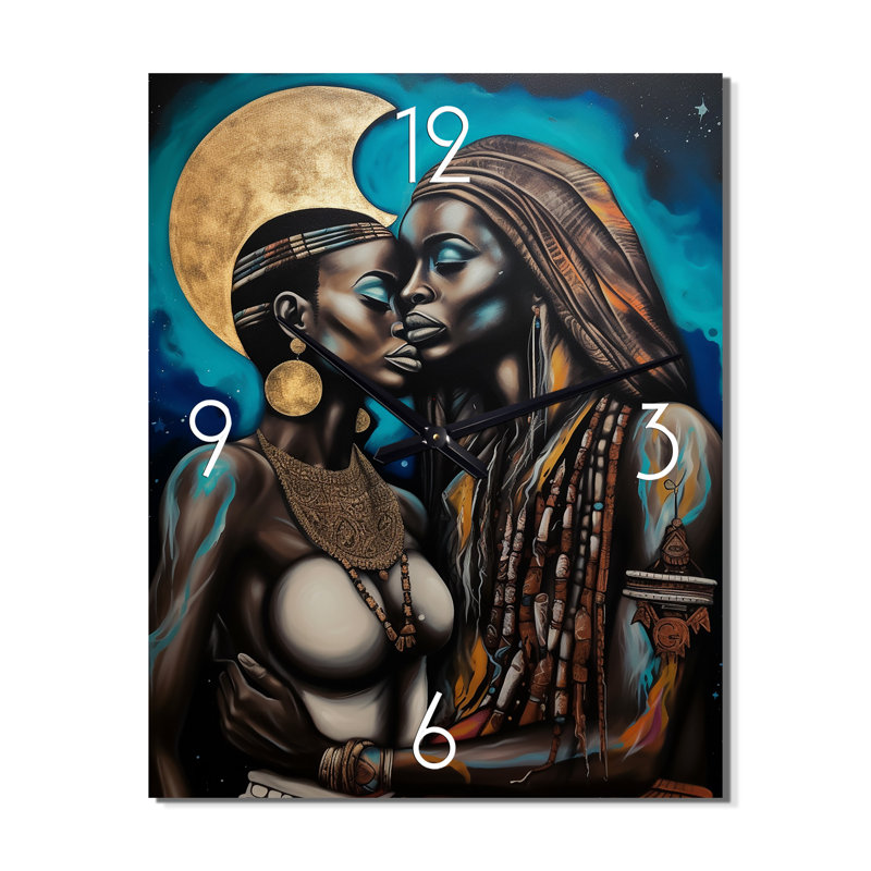 Portrait d'une reine et d'un roi d'Afrique amoureux - Couple aux horloges murales, Très grand