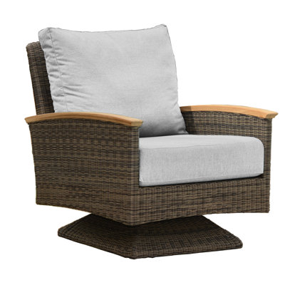 Bella Wicker Teak Outdoor Swivel Lounge Chair