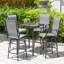 Ensemble de bar 5 pièces pour patio avec trou pour parasol et tabourets de bar pivotants en textilène