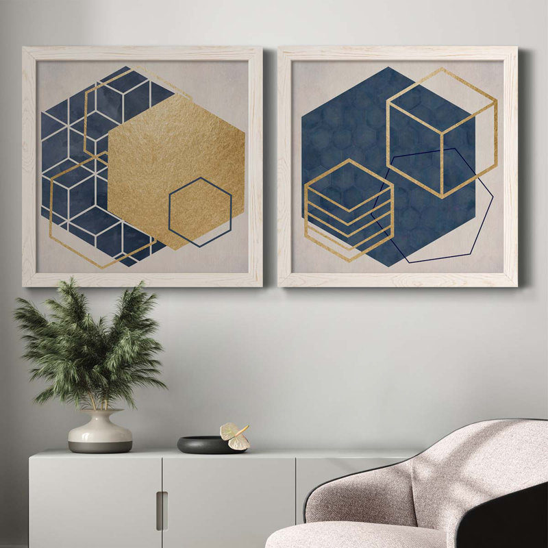Geo I - impression de 2 pièces, Toile blanche encadrée, H 24 po x l 48 po x P 1 po