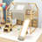 Wooden House-Shaped Loft Bed With Slide And Shelves-1074017778-1074017776