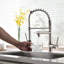 Robinet de cuisine à poignée simple en nickel brossé avec tirette, rotation à 360 degrés, lavabo élégant en nickel, levier, longue durée de vie