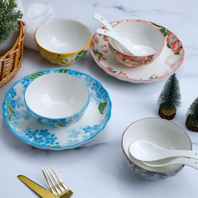 Porcelain Dinnerware Set Of 2, 10-Piece Plates & Bowls For Family, Microwave & Dishwasher Safe, Luxury Gift Box Packaging