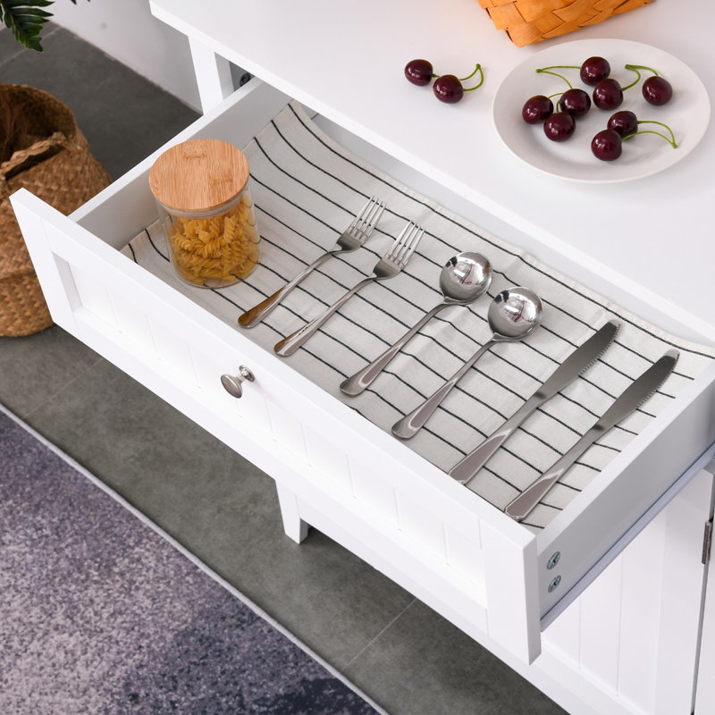 Armoire blanche élégante à 2 portes et 1 tiroir - Conception anti-basculement pour la cuisine et la salle à manger modernes
