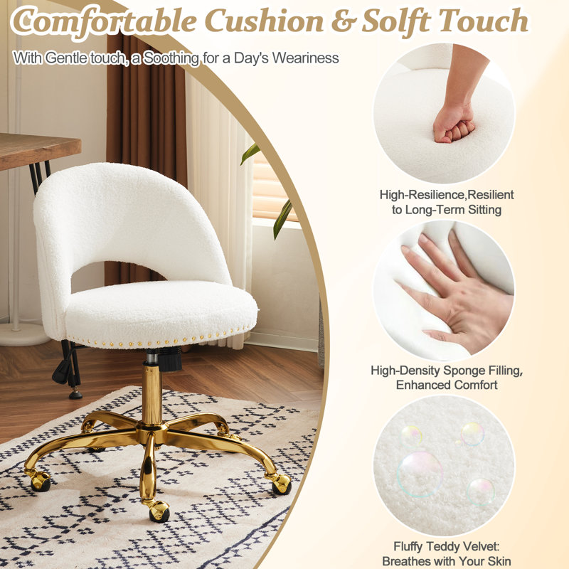 Fauteuil de bureau avec roulettes, Teddy, Blanc
