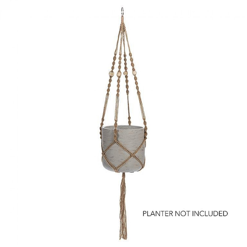 Cintre en macramé de couleur naturelle avec support pour plante à queue