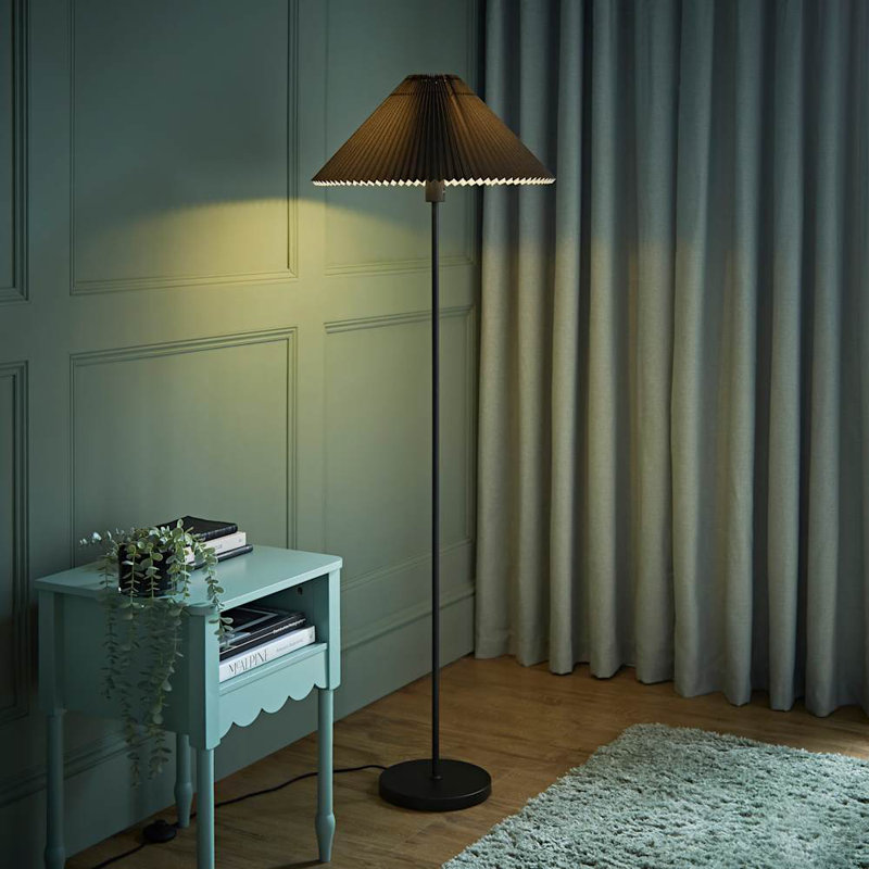 Kameron 156cm Traditional Floor Lamp, Black, Black, No