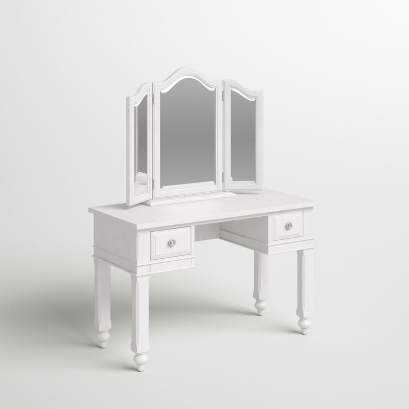 Coiffeuse avec miroir Harold, Blanc